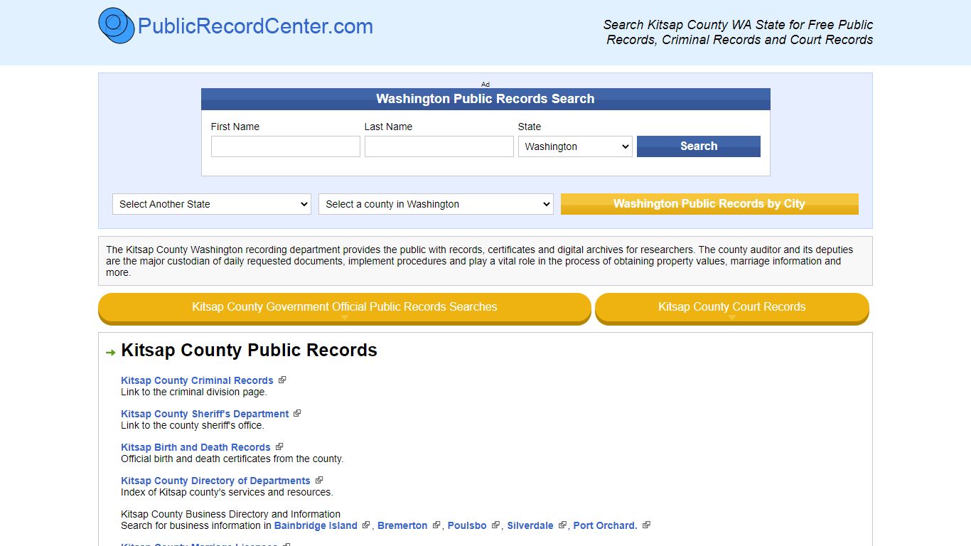 Kitsap County Washington Free Public Records - Court Records - Criminal ...